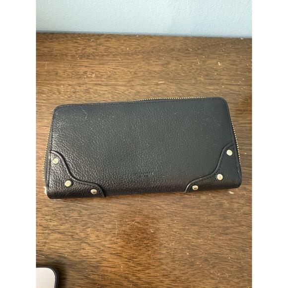 Coach Medium ID Zip Around Wallet Black Pebble Leather - Picture 3 of 5